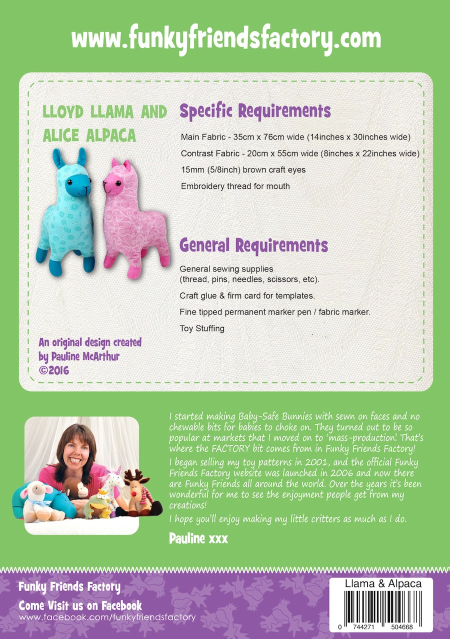 Funky Friends Factory |  Lloyd Llama & Alice Alpaca Pattern