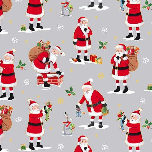Makower | Merry Christmas | Santa - Grey £10pm