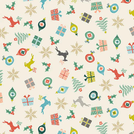 Makower | Merry Scatter - Cream £8pm
