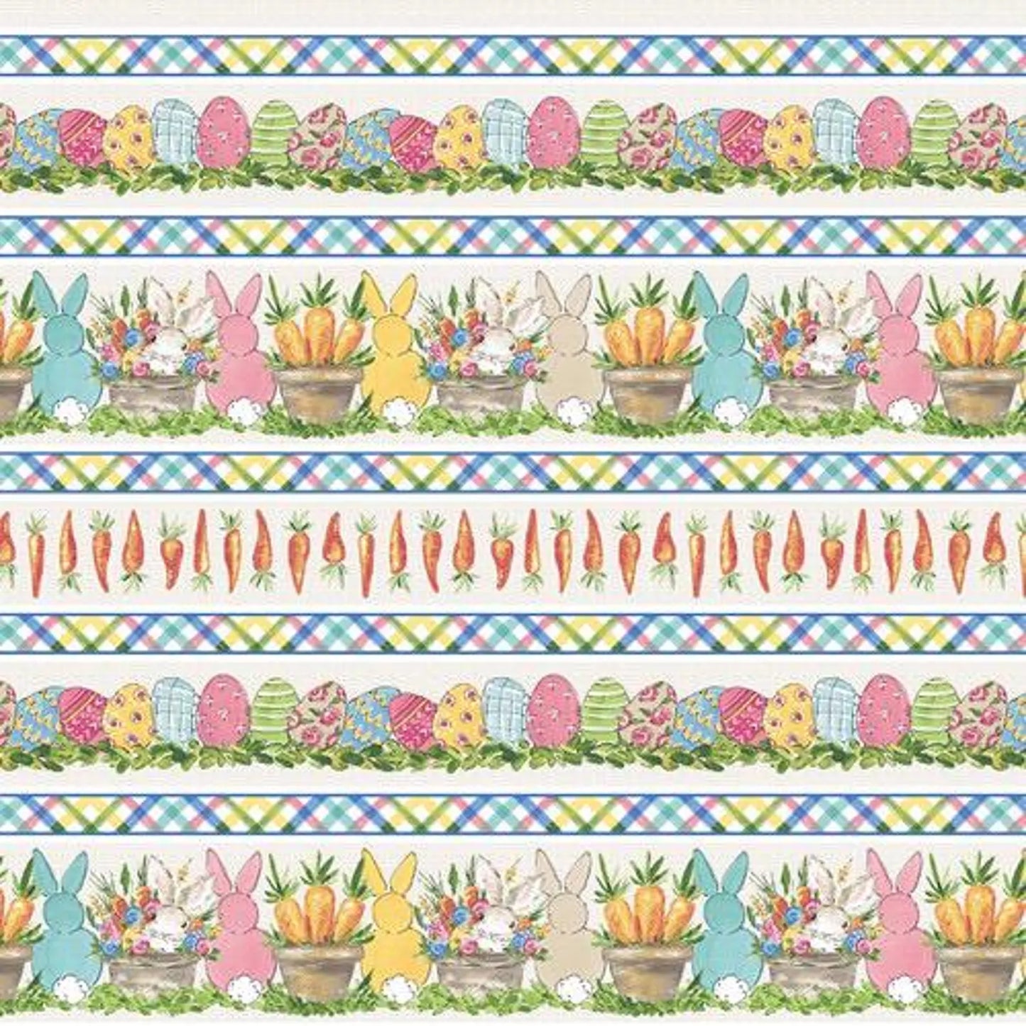 Henry Glass | Peek A Boo Bunnies - Easter Stripe £12p