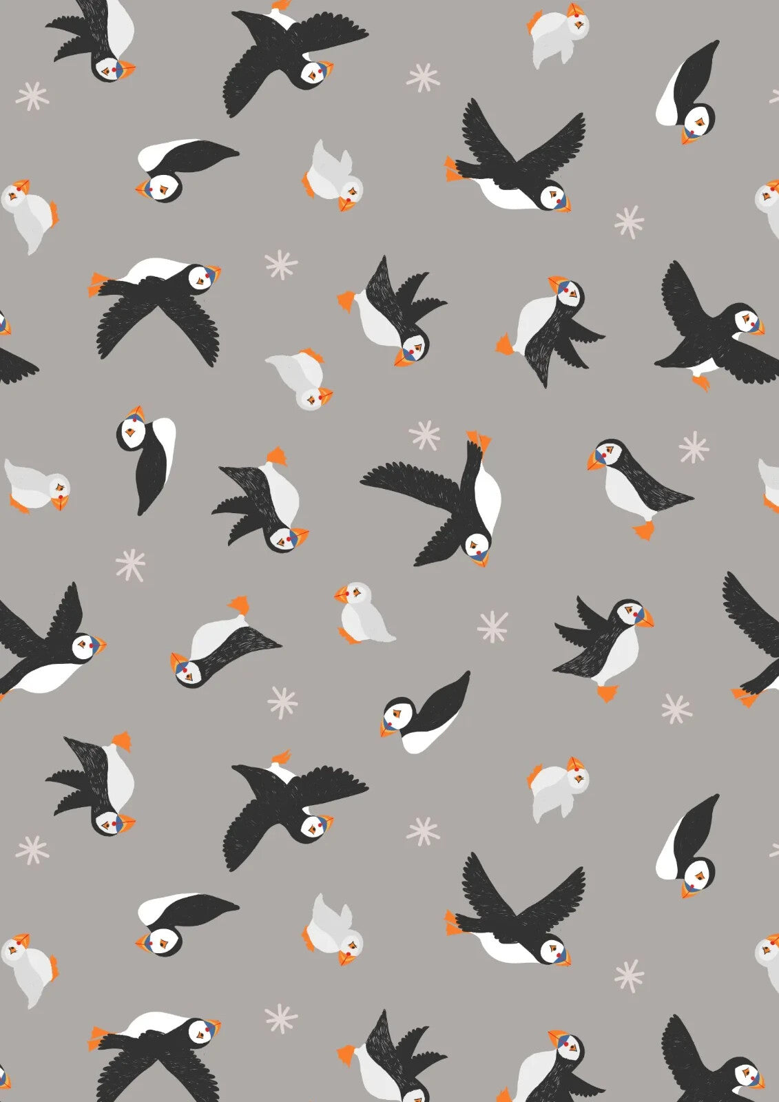 Lewis & Irene | Puffin Bay | Puffins - Warm Grey £12pm