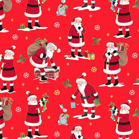 Makower | Merry Christmas | Santa - Red £10pm