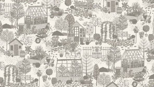 Makower | Clara's Garden | Scene - grey £8pm