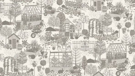 Makower | Clara's Garden | Scene - grey £8pm