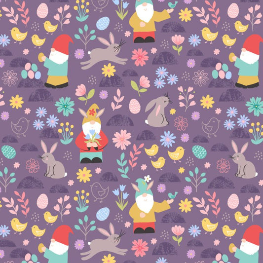 Lewis & Irene | Spring Treats | Spring Gnomes on Dark Lavender £7pm