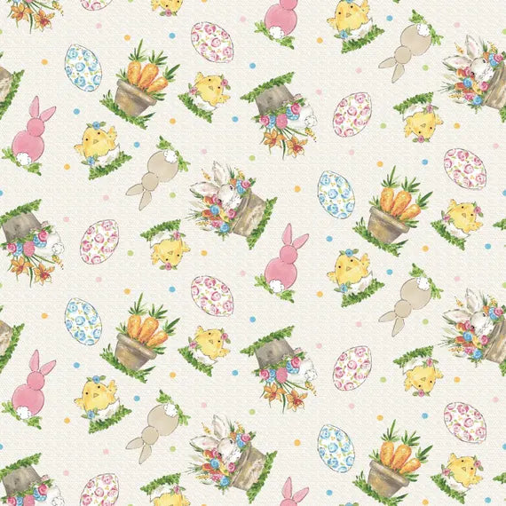 Henry Glass | Peek A Boo Bunnies - Tossed Bunnies & Chicks £12pm