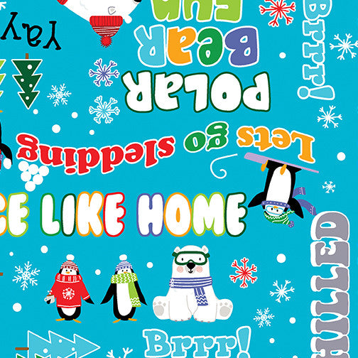 Benartex | Snow Place Like Home | Snowfun Words - blue £6pm